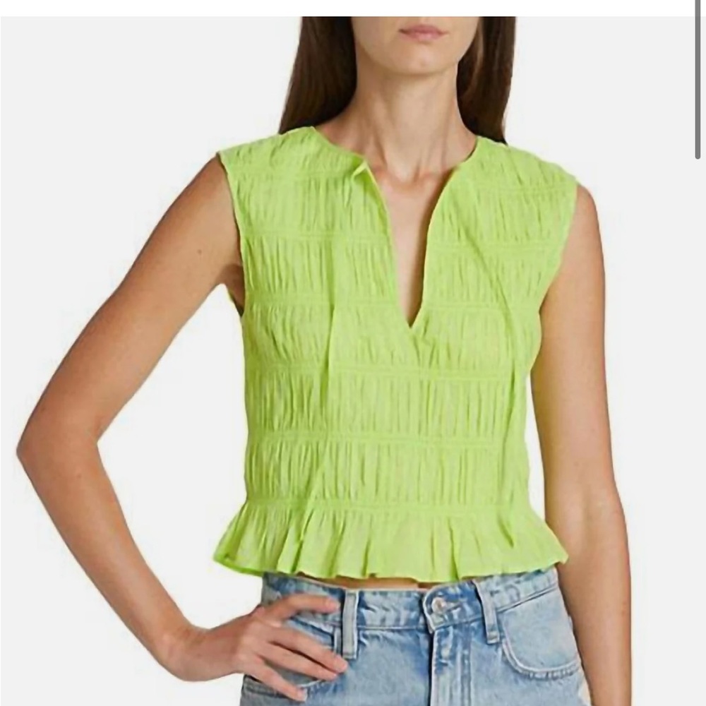 Lime green FRAME tank top with tie front v neck